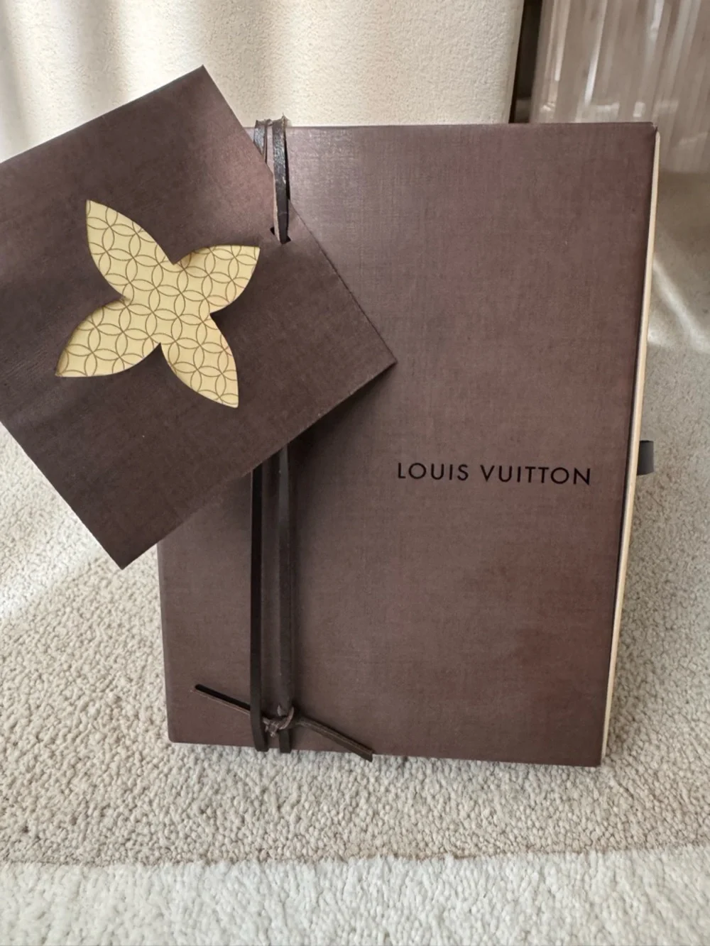 Louis Vuitton Brown Empty Drawer Slide Pull Out Box Ribbon Card 7.5 x 5.5 x 1.5